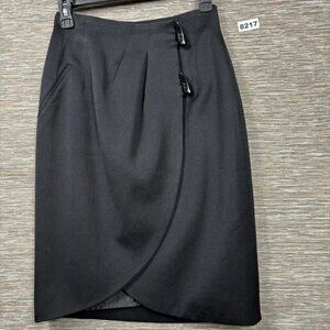 Bernard Zins Skirt Womens Size 4 Black Wool Tulip Wrap Lined France Workwear